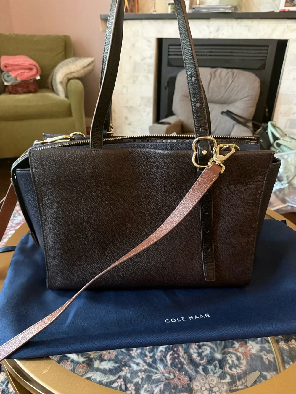 Cole Haan three-Tone Leather Tote - Brown & White